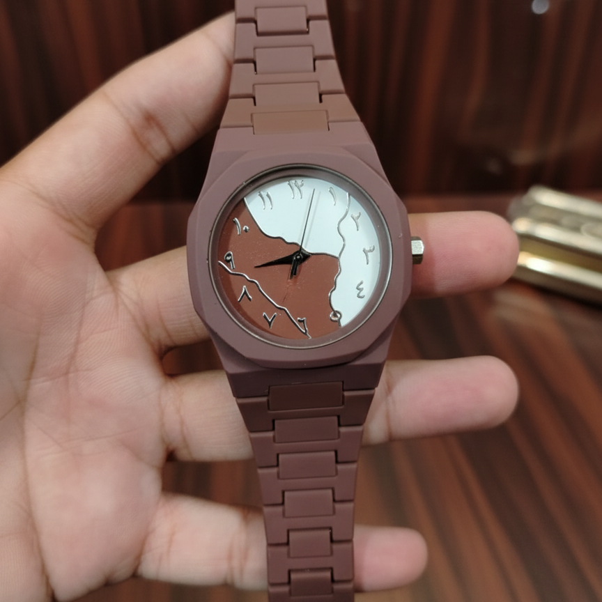 Brown And White Aura Watch Elegant Stylish Design Durable Build Comfortable Strap Clear Display Perfect For Daily Wear And Special Occasions - Image 3