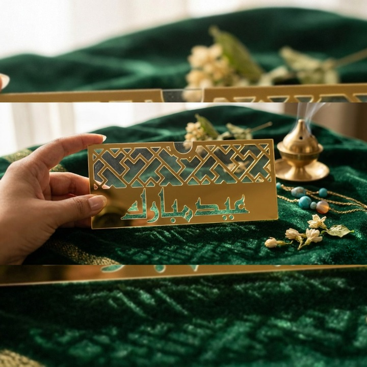 Acrylic Eid Mubarak Eidi Envelope / Eidi Box for Cash Gifts Premium Festive Money Holder (Random Design) - Image 2