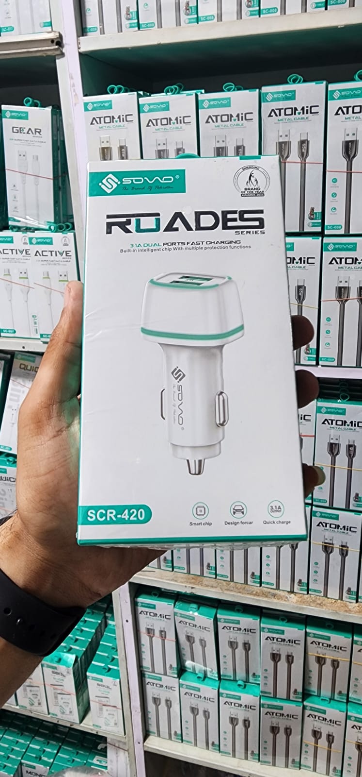 SOVO SCR-420 ROADES 3.1A Dual USB Fast Car Charger Intelligent Chip Car Adapter with Multi Device Support - Image 4
