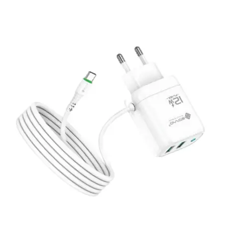 SOVO Flick Series SG-221 12W Fast Charger with Micro & Type-C USB Cable 2.4A Auto ID Adaptive Charging - Image 4