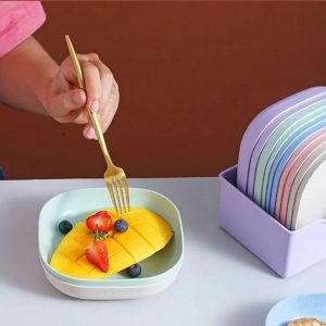 10Pcs Multi-function Spit Bone Plate Set Household Food Grade Plastic Elliptical Plate Set