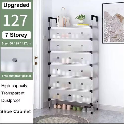 Multi Layer Dustproof Shoe Rack Organizer With Cover Foldable Plastic Shoe Storage Cabinet Durable Quality - Image 3