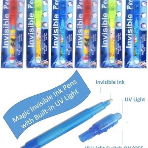 Secret Message Pen Invisible Colorless Ink or Spy Magic Pen with Uv Light (Set of 6)