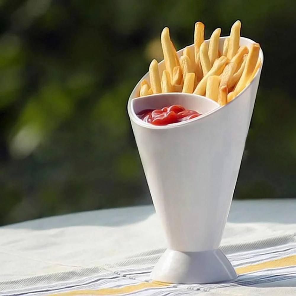 French Fries Cup potato Fries Holder with ketchup Holder for Sauce (Random Color ) - Image 4