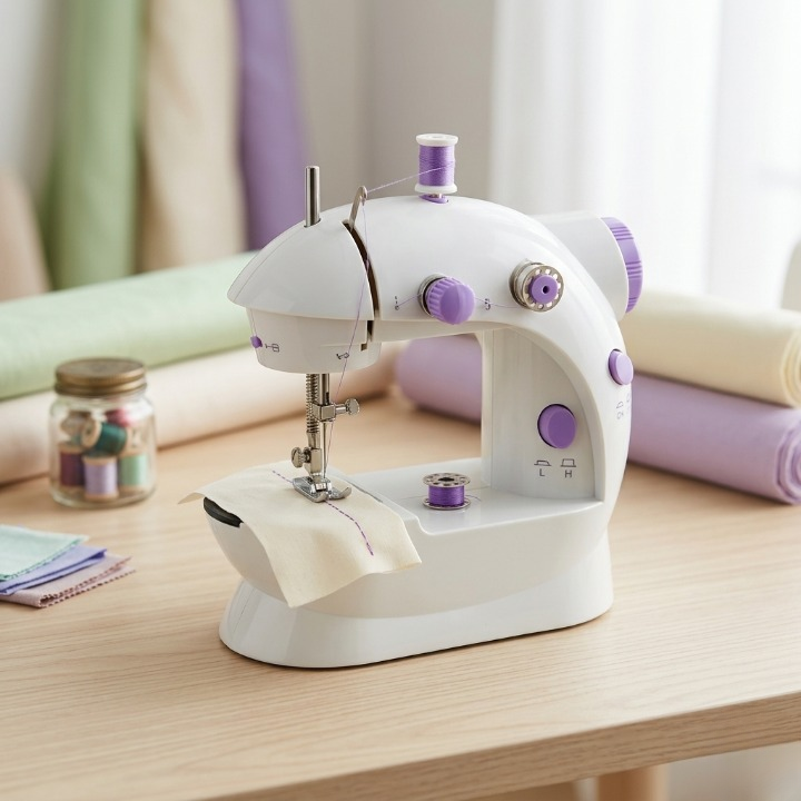 SM-202A Electric Mini Sewing Machine Double Threads & Two Speed Control for Home & Travel - Image 2