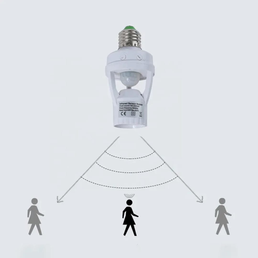 Infrared Motion Sensor Lamp Holder 360° Smart Light Socket with Automatic On/Off Detection - Image 2