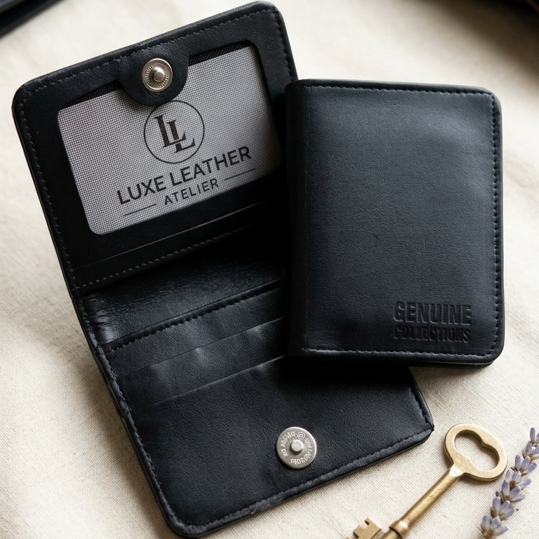 Premium Leather Button Wallet Camel Brown, Blue & Black - Image 3