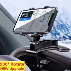 Dashboard Car Phone Holder ABS 360° Rotatable Mobile Phone Sun Visor & Rear View Mirror Mount Support for Smartphones