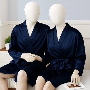 Elegant Silk Couple Gown / Robe Set  Wrap Style with Waist Belt (2 Pcs) | DC-C008