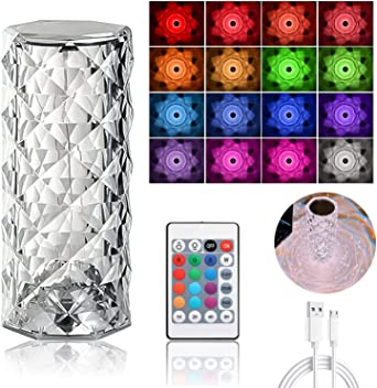 Rose Diamond Crystal Table Lamp 16 Color RGB Touch Sensor Light with Remote Control USB Charging Portable Atmosphere Lamp - Image 3