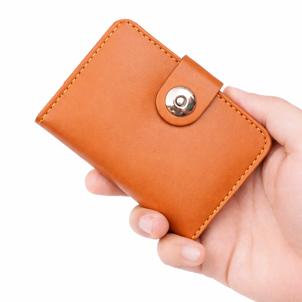 Magnetic Button Card Wallet for Men & Women Mini Wallet with Snap Closure, Card Holder, Cash Pocket - Image 3