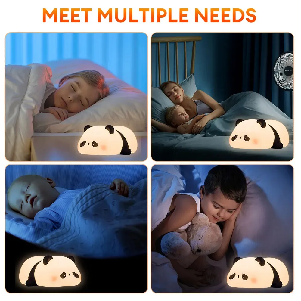 Rechargeable Panda Night Lamp Cute Soft Silicone Panda Light for Bedroom, Kids Room & Home Decoration - Image 3