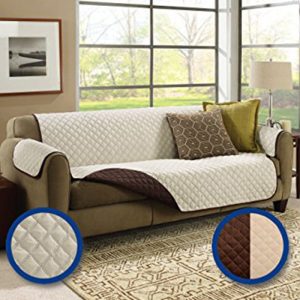 (double SofaR COVER) EVERSIBLE WASHABLE COUCH Sofa COAT COVER - Brown