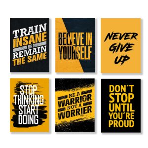 set of 6 Motivational wooden canvas frames for wall decore / sticky phototiles