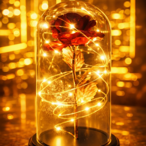 The Perfect Valentines Gift! Flower Rose LED light with Glass Dome Romantic, Perfect for Valentine's Day, Anniversary, Birthday, and Home Décor Random Design
