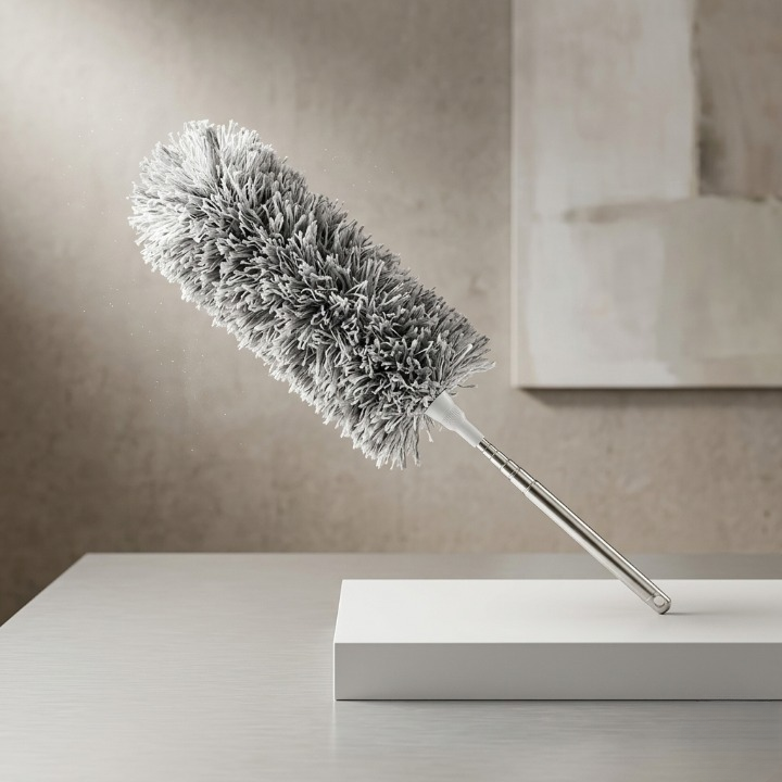 Grey Microfiber Flexible Duster Extendable & Bendable Cleaning Tool with Telescopic Pole for High Ceilings, Fans, and Tight Corners - Image 2