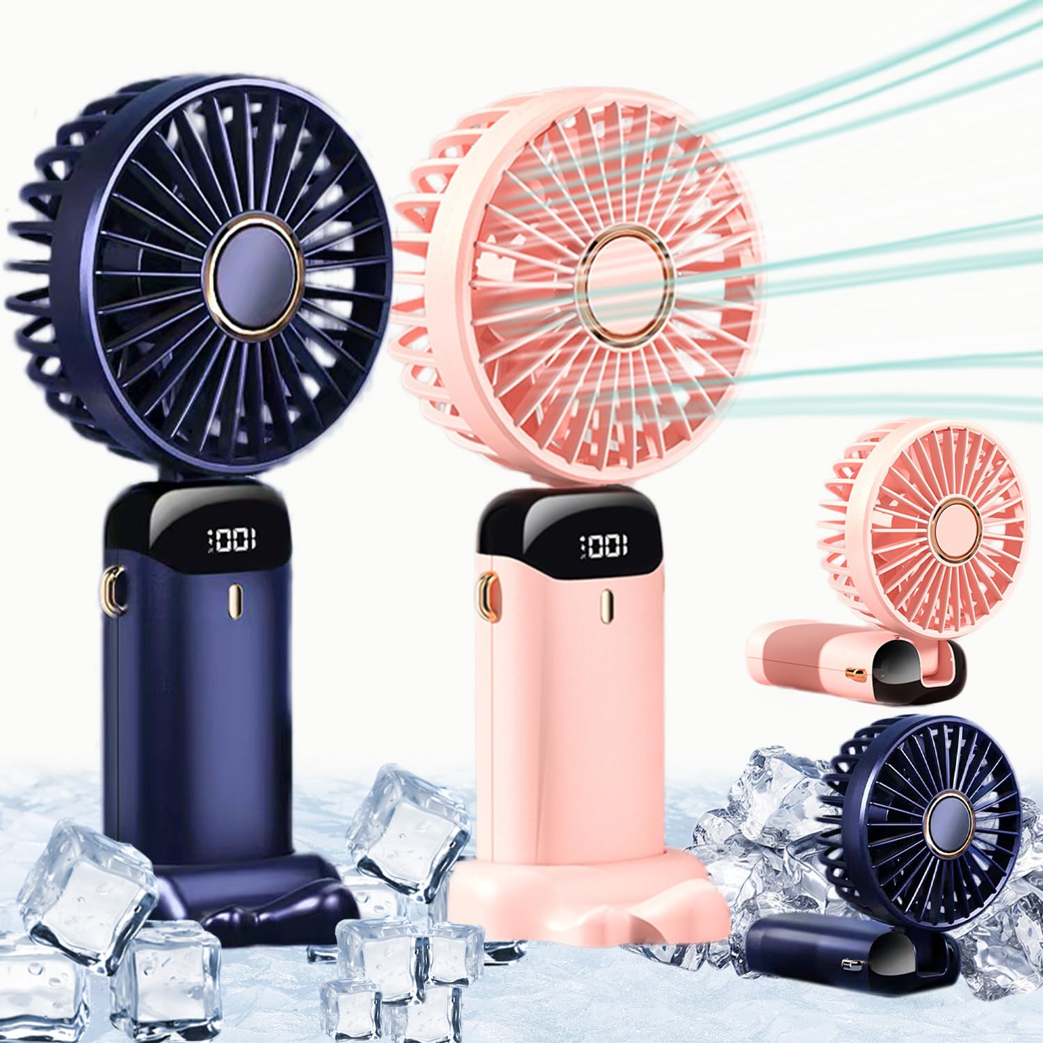 Rechargeable Hand Fan with LED Display - Image 2