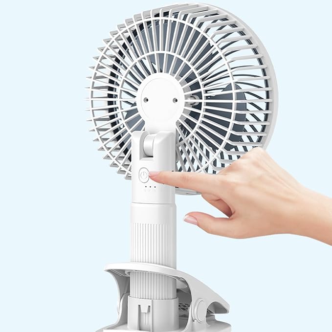 New portable 3 gears rechargeable desktop fan low noise air cooling handheld clipped circulator table fan Clip Fan USB Rechargeable Desk Fan with Sturdy Clamp, Quiet Operation, Strong Airflow with 360° Rotation for Home, Stroller, Office, Outdoor - Image 2