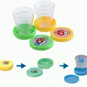 Pack of 2 Magic Glass for Kids, Folding Collapsible Magic Cup, Foldable Mug Glass for Travel, Outdoors, Hiking (Random Color)