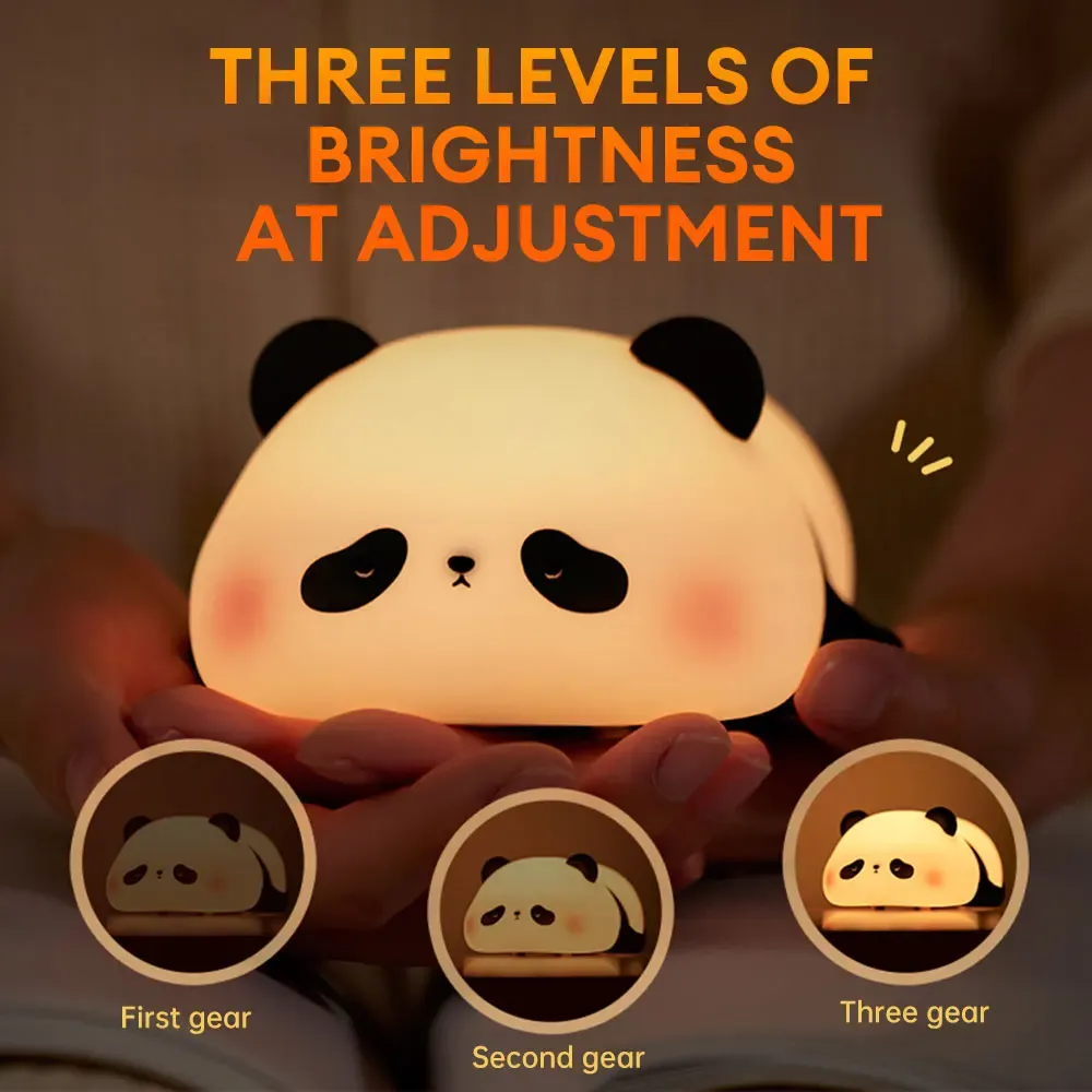 Rechargeable Panda Night Lamp Cute Soft Silicone Panda Light for Bedroom, Kids Room & Home Decoration - Image 2