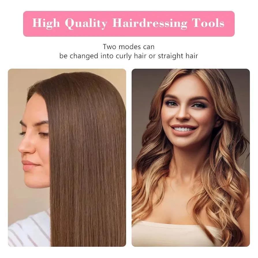 2-in-1 Mini Hair Straightener & Curler Portable Thermostatic Ceramic Flat Iron for Dry & Wet Hair Styling - Random Color - Image 2