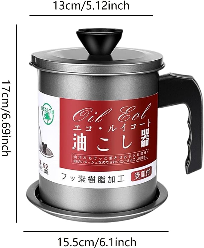 Oil Fryer Cookerwith Stainless Steel Fine Mesh with Lid Food Grade Iron Cooking Oil Filter Machine with Handle for Kitchen - Image 3