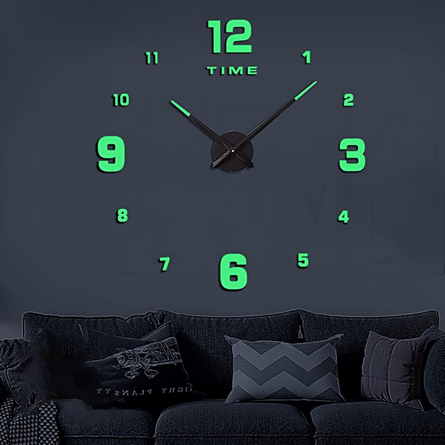 Wooden Numbers Wall Clocks Round Dial only Glow in The Dark Clock Wall for Living Decor Modern Decorative - Image 2