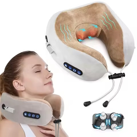 Rechargeable Neck Massager U-Shaped Pillow Multifunctional Portable Shoulder & Cervical Relaxing Massage for Home, Car, Outdoor