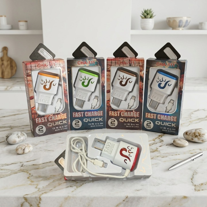 2-USB Port Fast Charger Adapter | Quick Charging 12W Dual USB Output | Random Colour - Image 2