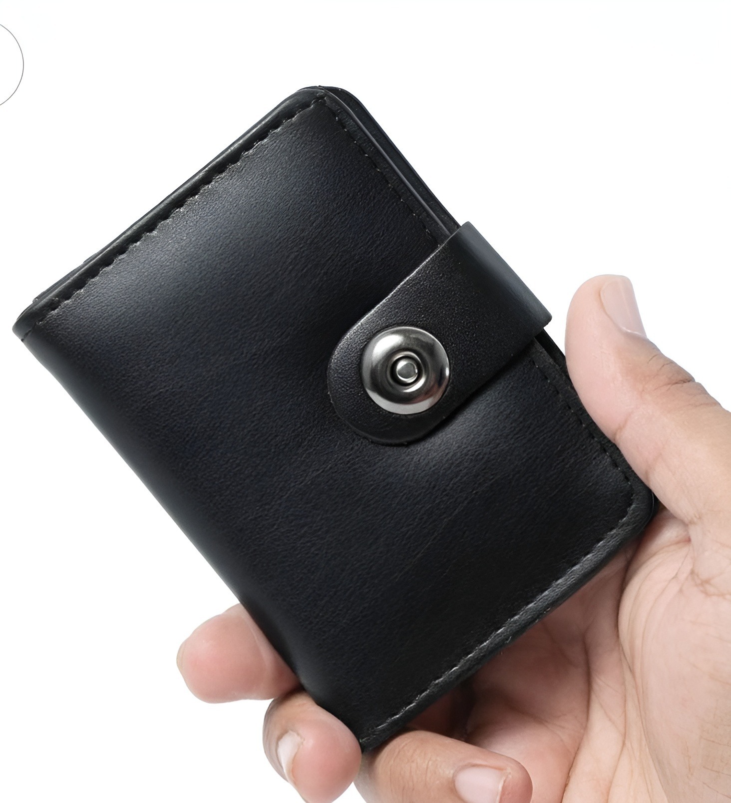 Mens Premium Card Holder Wallet | Magnetic Button Small Wallet | 6 Card Slots & Cash Pocket - Image 4