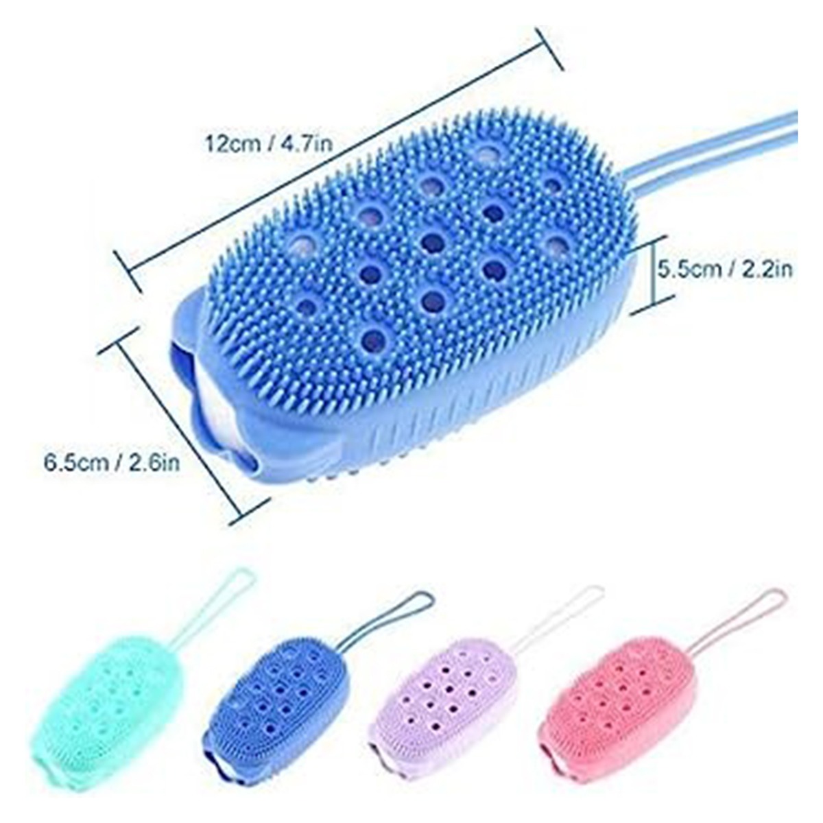 Silicone Body Scrubber Bath Sponge Soft Exfoliating Shower Brush for Men & Women (Random Color) - Image 3