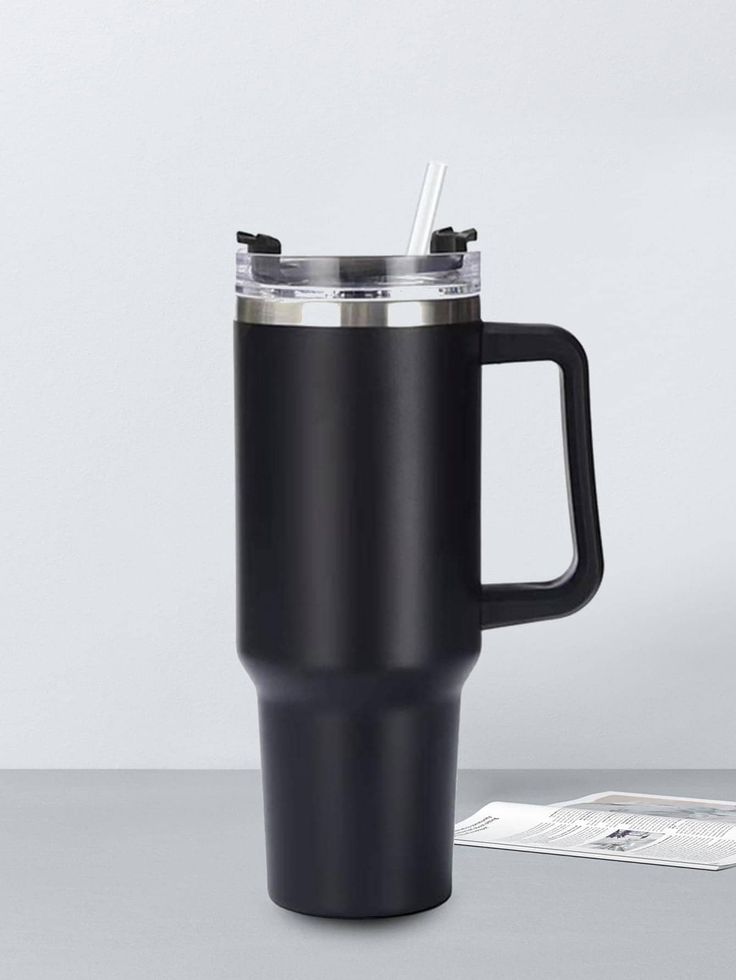 Insulated Stainless Steel Tumbler with Handle and Straw - 40oz (Random Color) - Image 5