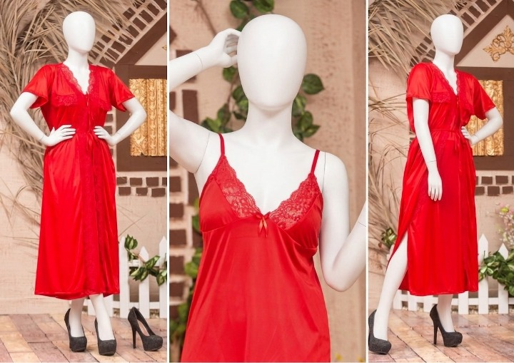 2 PCs Silk Splendor Satin Nightwear Set Elegant & Comfortable Sleepwear SKU R-003 Free Size