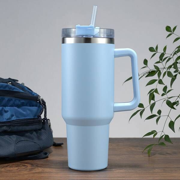Insulated Stainless Steel Tumbler with Handle and Straw - 40oz (Random Color) - Image 4