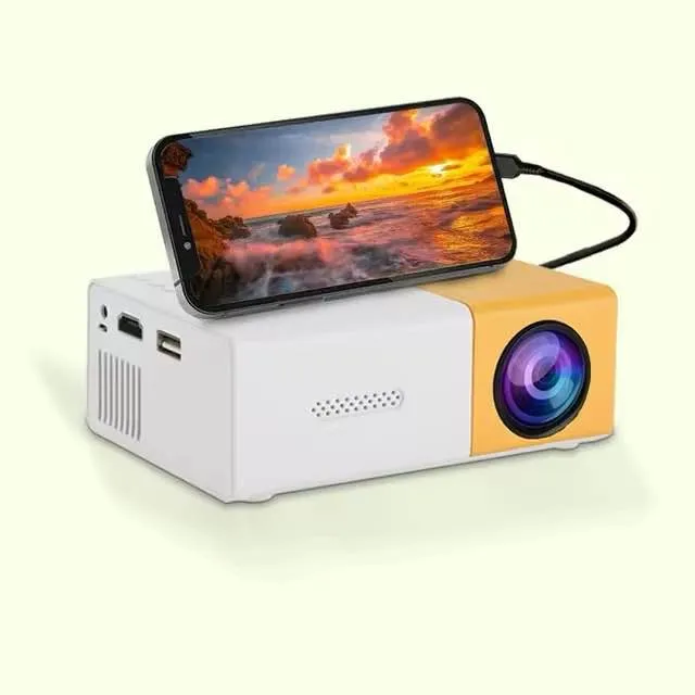 Portable YG300 Mini LED Projector A1 LED LCD Mini Video Projector International Version | Compact Home Theater | White & Yellow - Image 2