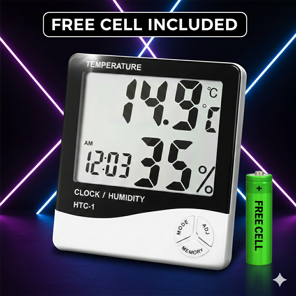 Professional LCD Indoor Temperature & Humidity Monitor Large Display, Accurate Readings + Free Battery. - Image 3