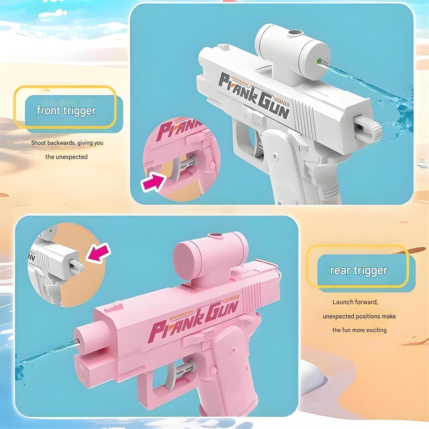 Double-Sided Prank Water Gun Toy Funny Summer Squirt Pistol Water Toy for Kids, Outdoor Pool & Beach Parties - Image 3