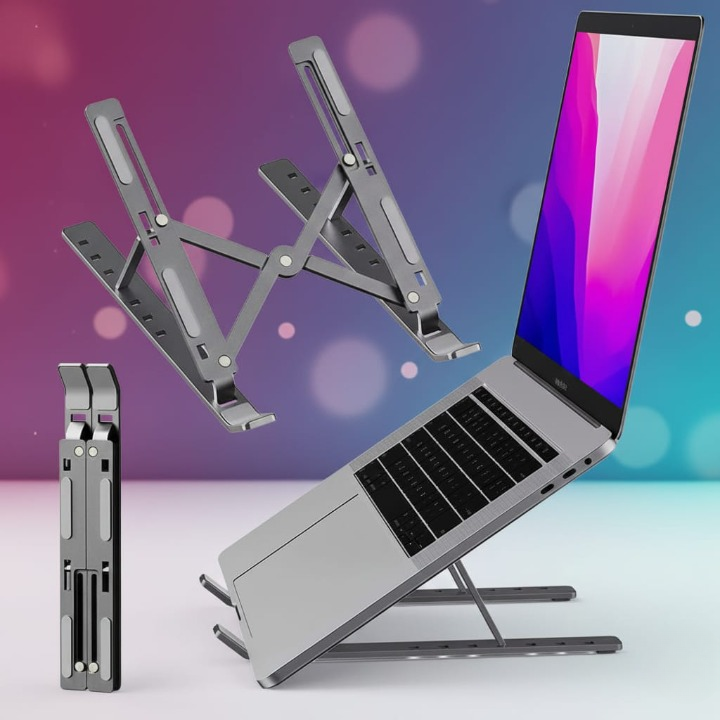 Professional Branded Speed-X 18-Inch Biggest Height Heavy Duty Professional Laptop Stand Aluminium Alloy Creative Adjustable Folding Portable With Pouch Cover And 6 Angles Adjustable - Image 5