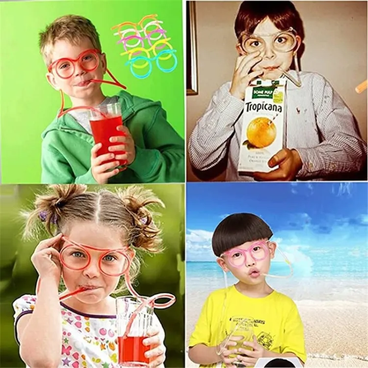 Funny Silly Straw Glasses for Kids and Adults - Creative Flexible Drinking Straw Eyeglasses Fun Party Accessory (Random Color) - Image 3