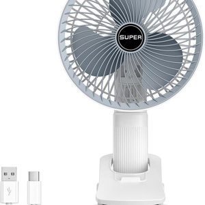 New portable 3 gears rechargeable desktop fan low noise air cooling handheld clipped circulator table fan Clip Fan USB Rechargeable Desk Fan with Sturdy Clamp, Quiet Operation, Strong Airflow with 360° Rotation for Home, Stroller, Office, Outdoor
