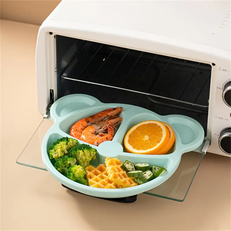5 Pcs Bear Plate Set - Cartoon compartment dinner plate - Image 4