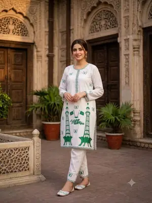 2 Pcs Women's Unstitched Embroidered Suit | Premium Embroidered Fabric for Women - Image 2
