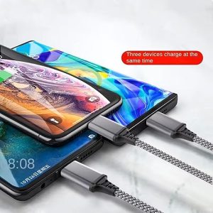 (AZ 555 )3 In 1 Fast Charging Cable Cord For iPhone Micro USB Type C Charger Cable Multi Port Multiple Usb Charging Wire Line (random color)
