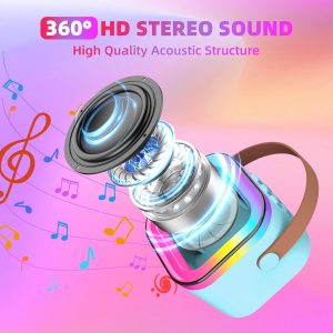 Portable Bluetooth Karaoke Speaker with RGB Lights & Controllable Battery Mini Loud Speaker for Kids, Girls, and Boys
