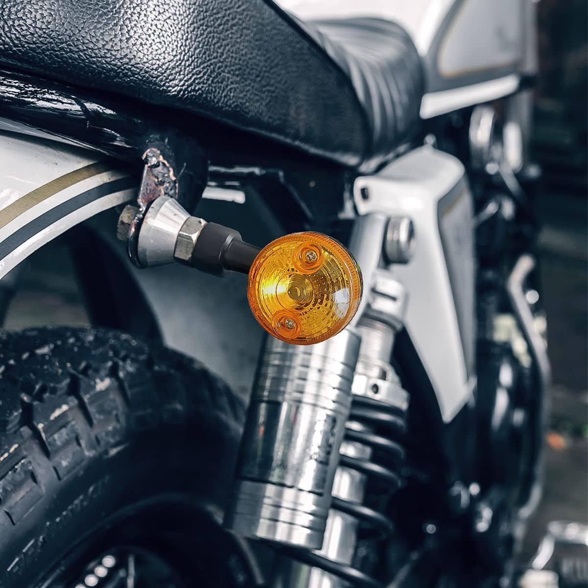 Pack of 4 Universal Motorcycle Turn Signal Indicators | Amber Isharay Lights | Round Fit for 70cc & 125cc Bikes - Image 3