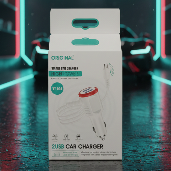 YY 004 2USB Smart Car Charger Providing Fast Charging Dual Port Reliable Performance Durable Quality (Random Color) - Image 2