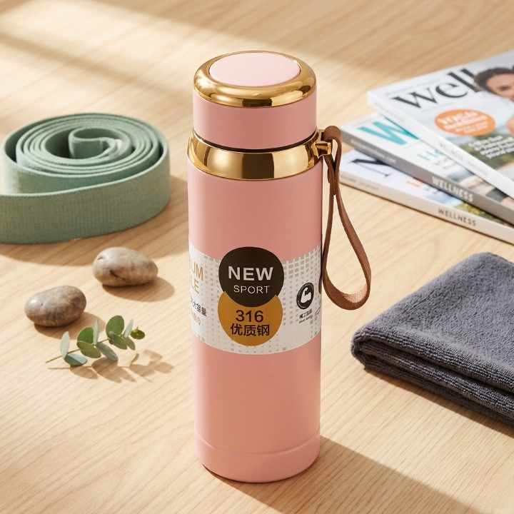 Matte Stainless Steel Bottle Leak Proof Durable Hot Cold Water Bottle For Office Gym Travel - Image 4