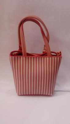 Peach Red Striped Handbag for Girls | Premium Shoulder Handbag for Office, Shopping & Daily Use - Image 5