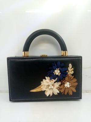 Black Floral Embellished Handbag for Women | Premium PU Leather Shoulder Bag for Office, Shopping & Daily Use - Image 2