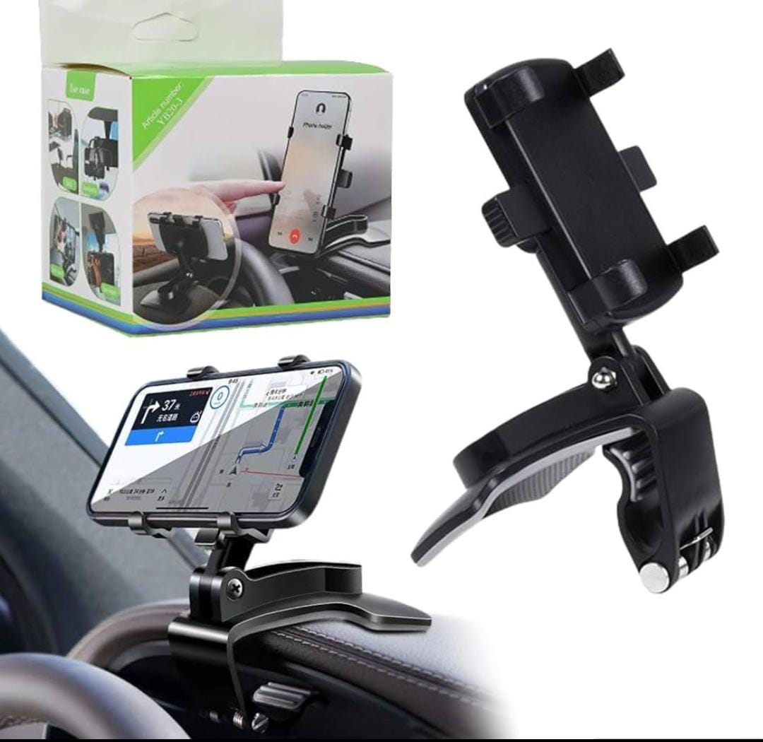 Dashboard Car Phone Holder ABS 360° Rotatable Mobile Phone Sun Visor & Rear View Mirror Mount Support for Smartphones - Image 3
